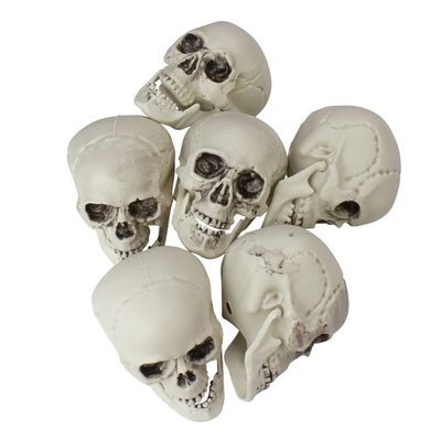 Skull Head Halloween Decorations - 3.5" - Pack of 6