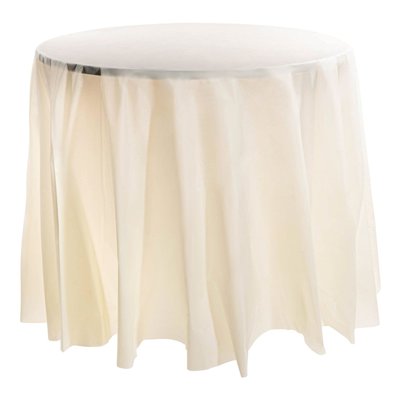 Ivory Round Disposable Plastic Tablecloths (84") - 1 Tablecloth