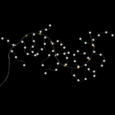 LED Lighted B/O Pom Pom Garland Christmas Lights - Warm White - 4.25' Clear Wire - 10ct