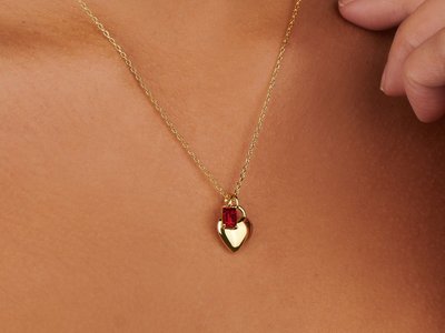 Heart Birthstone Necklace Set