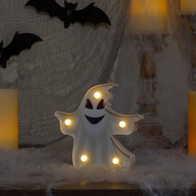 LED Lighted Ghost Halloween Marquee Sign -7" - White