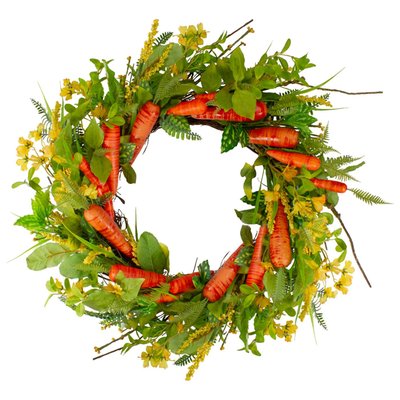 Carrot and Berry Foliage Wreath, Orange and Yellow - 22"