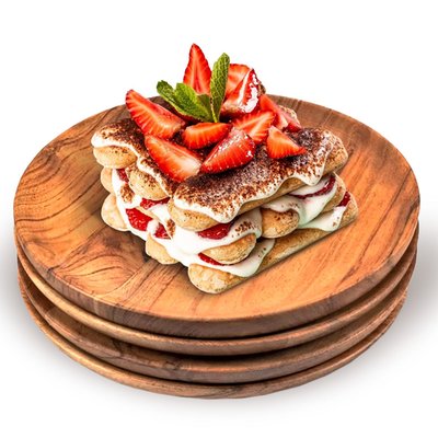 Set Of 4 Acacia Wood Dinner Plates – Rustic Durable Dinnerware For Any Meal