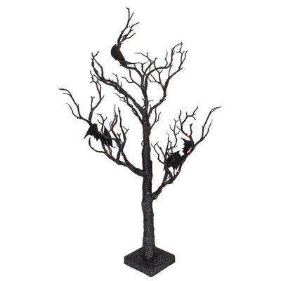 LED Lighted Glittered Halloween Tree with Bats