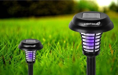 Black Solar Led Mosquito Zapper Killer And Garden Lawn Pathway Lights - 4 Pks
