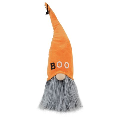 Standing Gnome "Boo" Halloween Figure - 19.75" - Orange and Gray