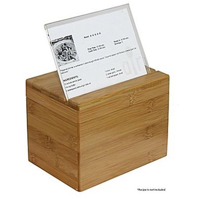 Bamboo Recipe Box With Divider