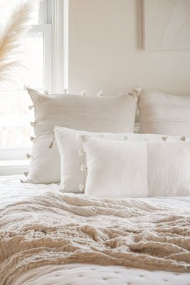 Natural Beige Tassels So Soft Linen Pillow