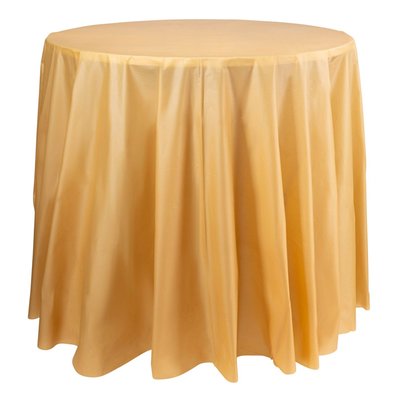 Gold Round Disposable Plastic Tablecloths (84") - 1 Tablecloth