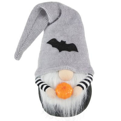 Standing Gnome with Pumpkin and Bat Hat Halloween Figurine - 9.5"