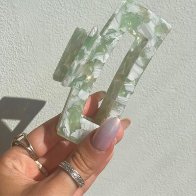 Date Night Mint Rectangular Biodegradable Claw Clip