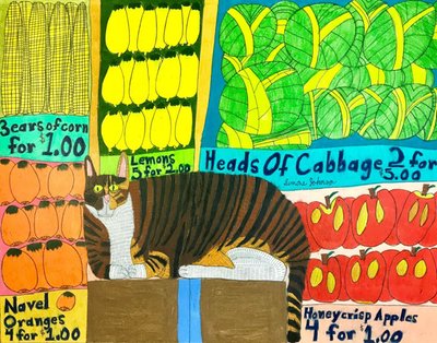 Bodega Cat With Fruits And Vegetables