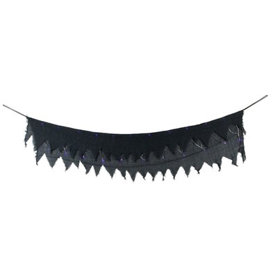 Lighted Raggedy Halloween Valance- 5.75' - Purple LED Lights