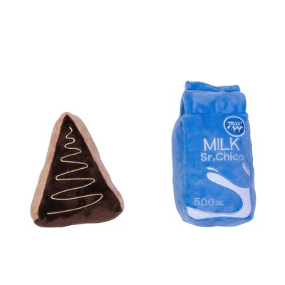 Cake Slice & Milk Midnight Snack Plush Dog Toy Gift Set