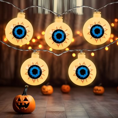 Bloodshot Eyeball Halloween Lights - Warm White LED - 4.5' Clear Wire - 10ct