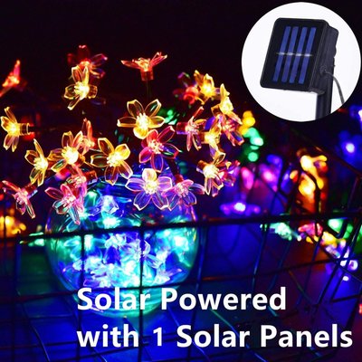 23" 30 Led Solar Sakura Flower String Light With 2 Modes - Multi Color