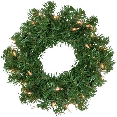 Pre-Lit Deluxe Dorchester Pine Artificial Christmas Wreath - 10" - Clear Lights