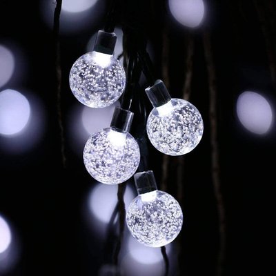 19.7" 40 Led Solar Water Droplet Crystal Ball Fairy String Light 8 Modes - Cool White