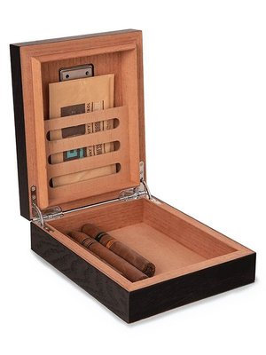 Bey-Berk Espresso Wood Cigar Humidor Box - Espresso