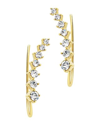 Graduated Cz Crawler Earrings-silver