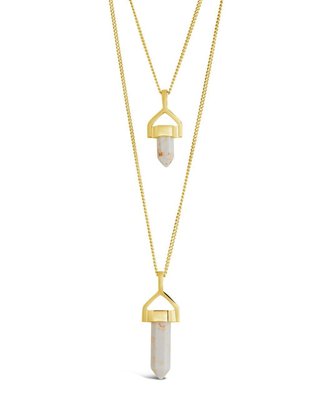 Shine By Sterling Forever Gold Tone White Stone Layered Necklace