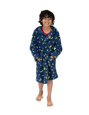 Leveret Kids Fleece Hooded Robe Moon