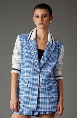 Varsity Blazer - Santorini Blue Houndstooth
