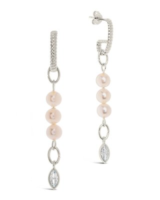 Ivanna Cz Charm Pearl Dangle Earrings