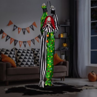 Animated Shaking Clown with Sound Hanging Halloween Decoration - 5'