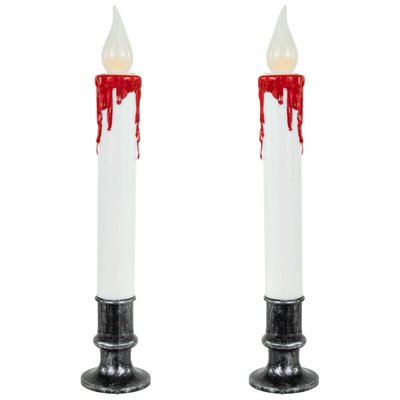 LED with Timer Dripping Blood Halloween Taper Candles - 9" - Set of 2