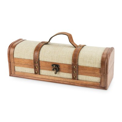 1-Bottle Vintage Striped Trunk Wine Box