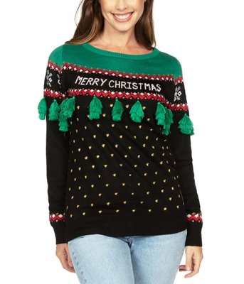 Women's Christmas Tree Tassel Ugly Christmas Sweater