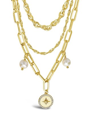 Shine By Sterling Forever Navigator Layered Chain Necklace