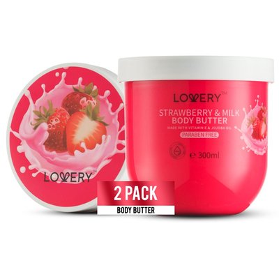 Lovery Strawberry Milk Whipped Body Butter - 2 Pack - for Men & Women