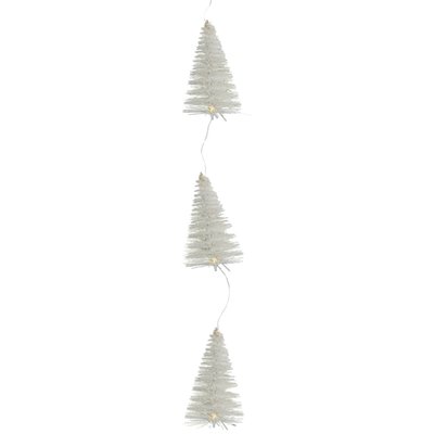LED Lighted Battery Operated Mini Sisal Tree Christmas Garland - 6.5' x 2.5" - White - Warm White