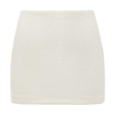Cream Terry Rib Micro Skirt