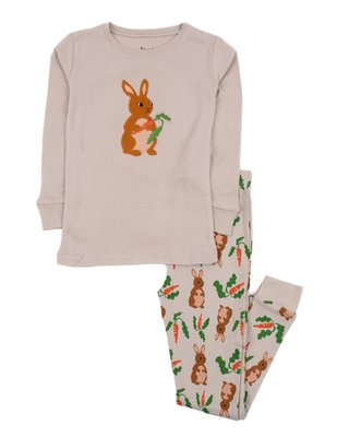 Leveret Kids Two Piece Cotton Pajamas Rabbit