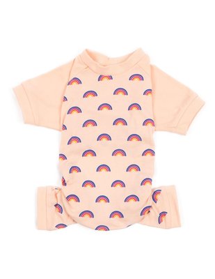 Leveret Dog Cotton Pajama Rainbow Peach