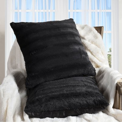 Faux Fur Throw Pillows, Set Of 2 Plush Decorative Sofa Cushions