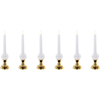 Single Light Window Candles with Remote and Timer - 10" - White - Set of 6