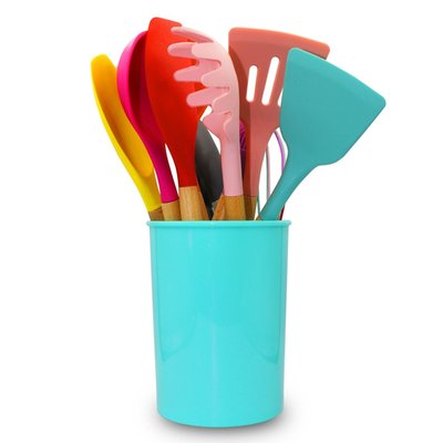 12 Piece Silicone Utensil Set With Wooden Handles, Non-stick Cooking Tools