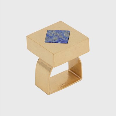 Deco Cube Napkin Rings, Lapiz Lazuli, Set Of Four
