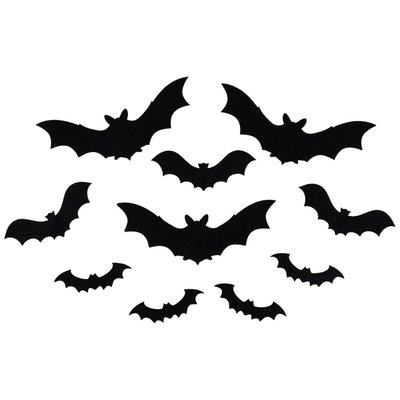 Halloween Posable Felt Bats - 12" - Black - Set of 10