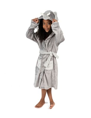 Leveret Kids Fleece Hooded Robe Elephant