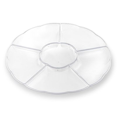 Clear Big 6-Partition Round Disposable Plastic Trays - 2 Trays