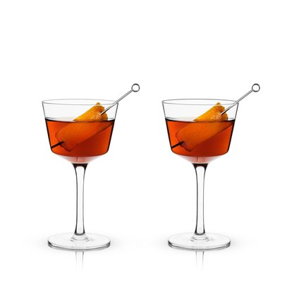 Raye Angled Crystal Nick & Nora Glasses Set Of 2