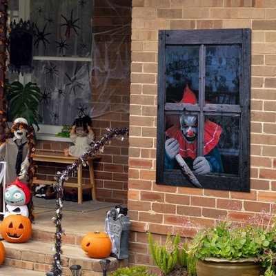 Creepy Clown Scary Window Halloween Decoration - 47"