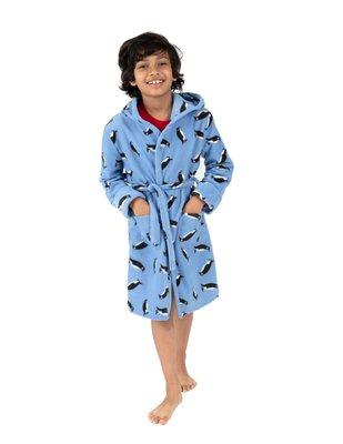 Leveret Kids Fleece Hooded Robe Penguin
