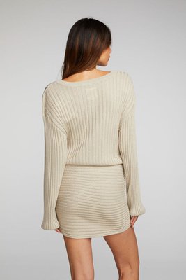 Lurex Rib Knit Mini Dress With Shirring