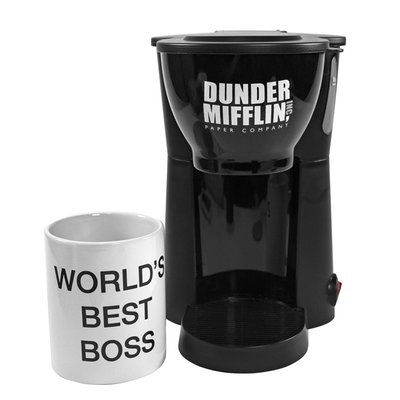 The Office Single Cup Coffee Maker with World's Best Boss Mug- From Dunder Mifflin